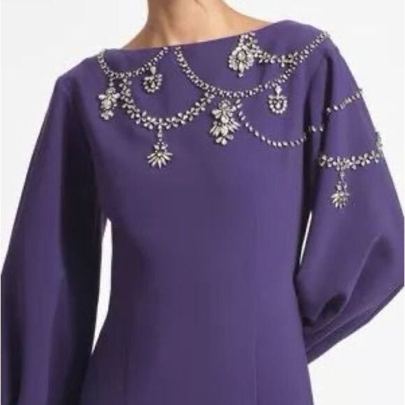 Sachin & Babi Giselle Gown Dress Amethyst Purple Crystal Embellished Size 0 NEW - Picture 3 of 10